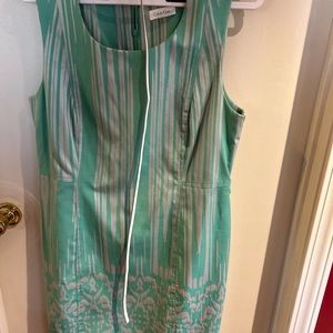 Calvin Klein green & white midi dress with bottom floral detail